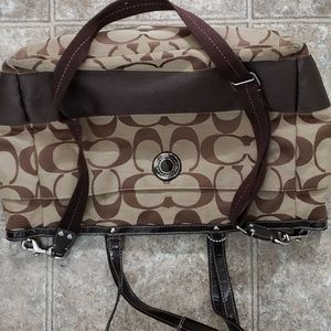 Genuine Coach Signature Strip Tote Diaper Bag